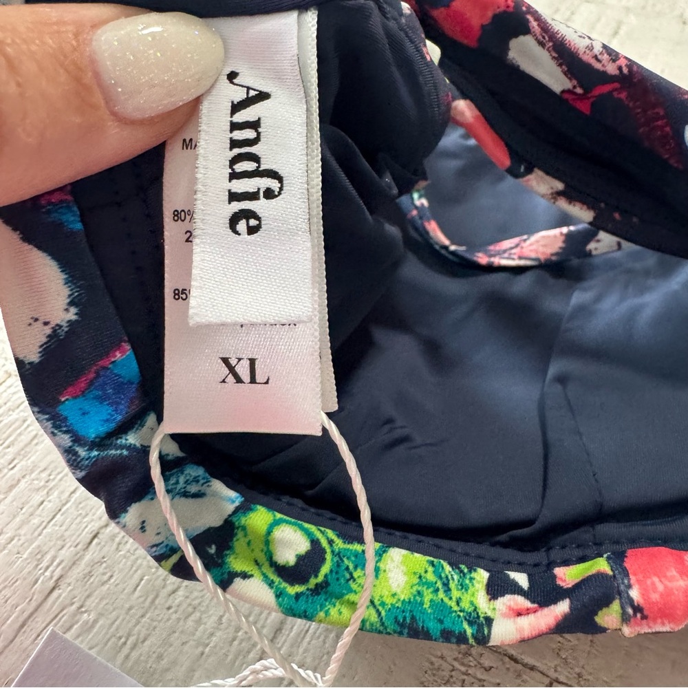 Andie Multicolor Scoop Bikini Top - Navy, Pink, Green, Blue - Picture 8 of 13